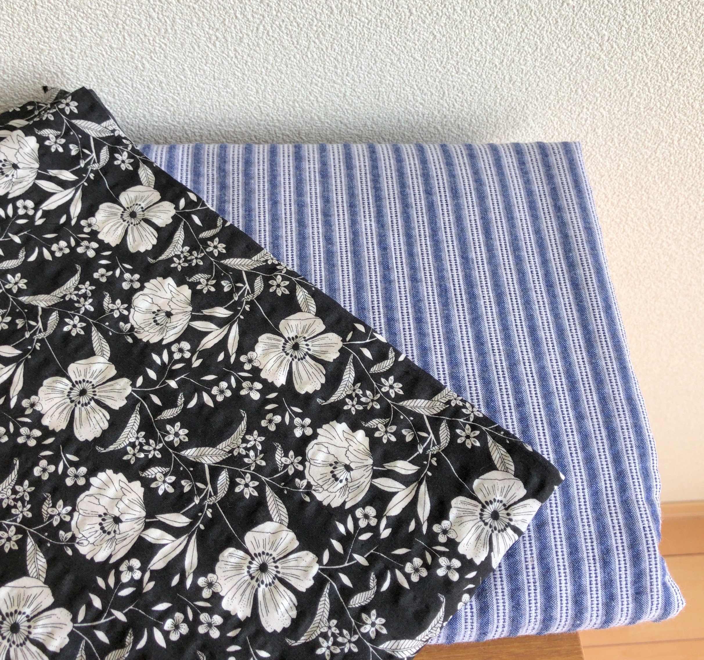 リップル生地で作った夏用の部屋着 カシュクールワンピース